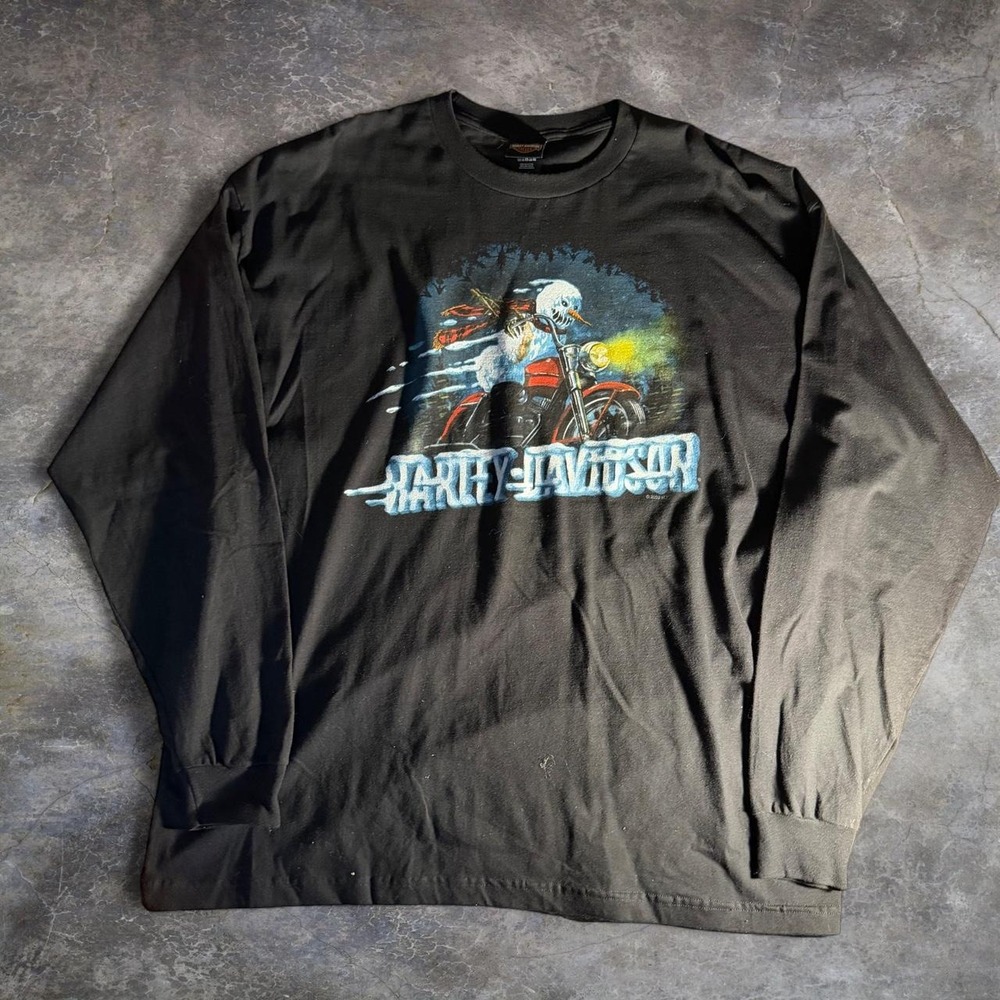 Harley-Davidson Black Long Sleeve Snow Motorcycle Graphic Shirt 2XL St. Louis